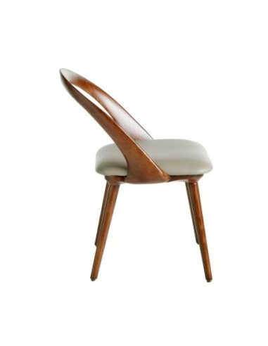 Silla nogal y polipiel visón