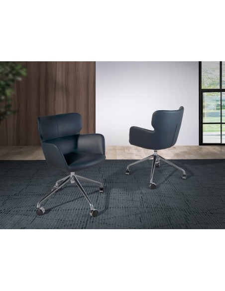 Silla oficina giratoria polipiel azul