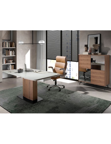 Silla oficina giratoria polipiel marrón