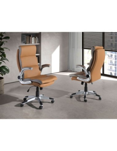 Silla oficina giratoria polipiel marrón
