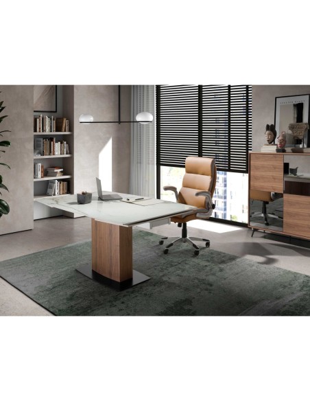 Silla oficina giratoria polipiel marrón