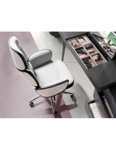 Silla oficina giratoria tela gris claro y pvc...