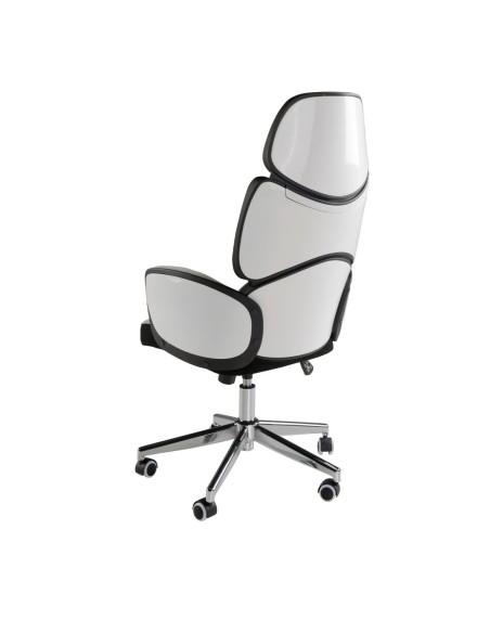 Silla oficina giratoria tela gris claro y pvc blanco brillo