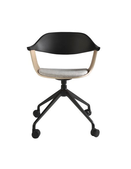 Silla oficina giratoria tela gris claro y pvc negro