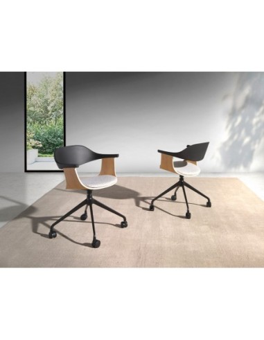 Silla oficina giratoria tela gris claro y pvc...