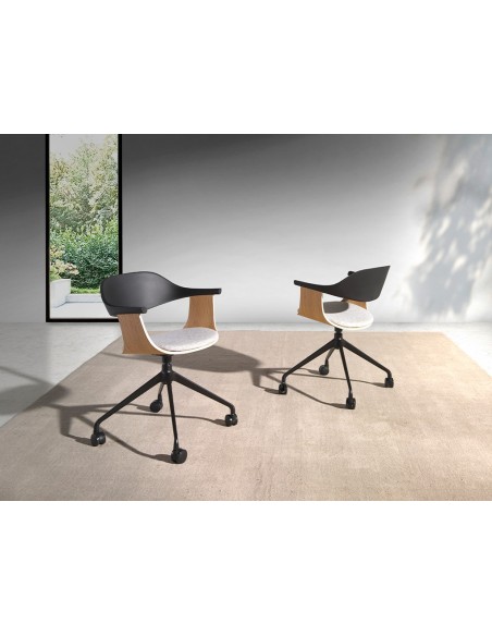 Silla oficina giratoria tela gris claro y pvc negro