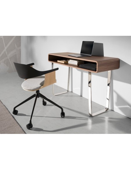 Silla oficina giratoria tela gris claro y pvc negro