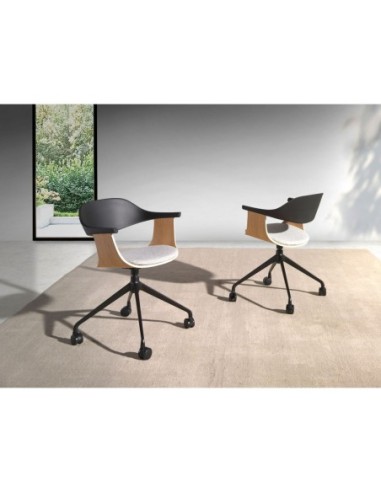 Silla oficina giratoria tela gris claro y pvc...