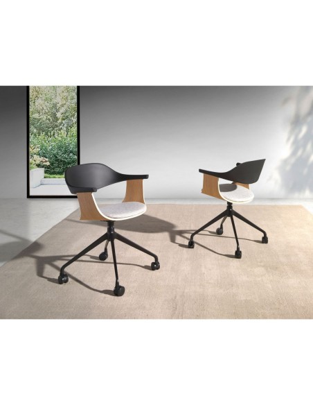 Silla oficina giratoria tela gris claro y pvc negro
