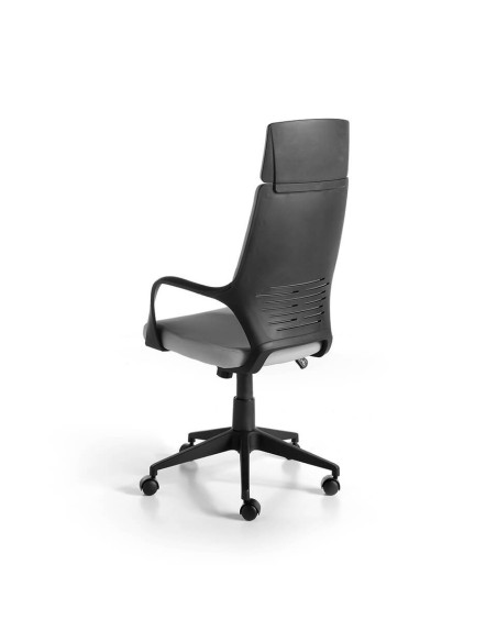Silla oficina giratoria tela gris claro y pvc negro