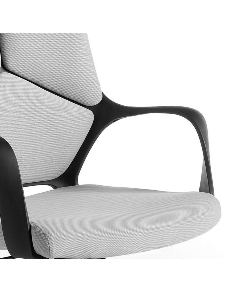 Silla oficina giratoria tela gris claro y pvc negro