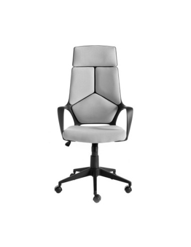 Silla oficina giratoria tela gris claro y pvc...