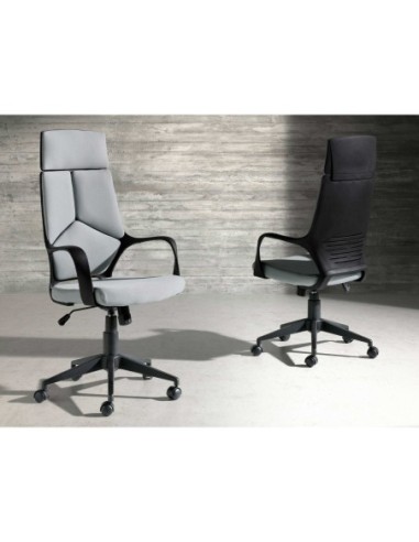 Silla oficina giratoria tela gris claro y pvc...