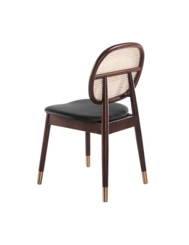 Silla rattan y polipiel negro