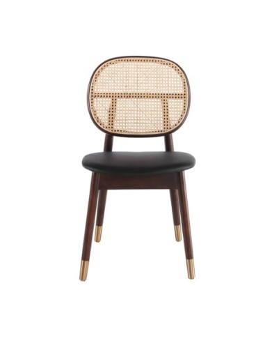 Silla rattan y polipiel negro