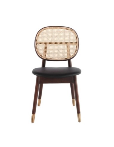 Silla rattan y polipiel negro