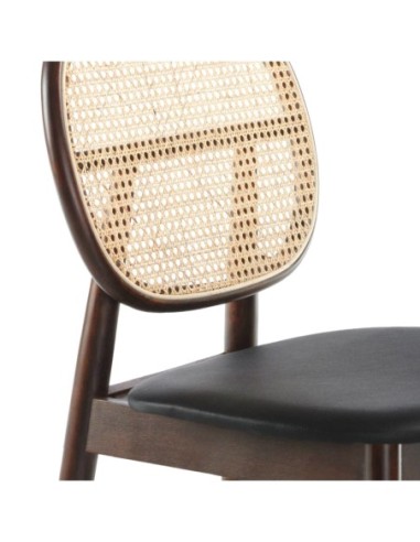 Silla rattan y polipiel negro