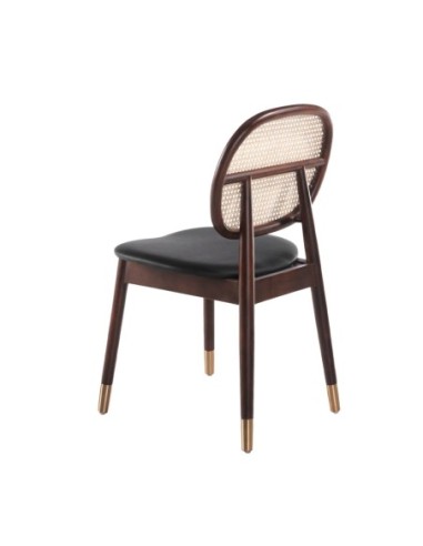 Silla rattan y polipiel negro