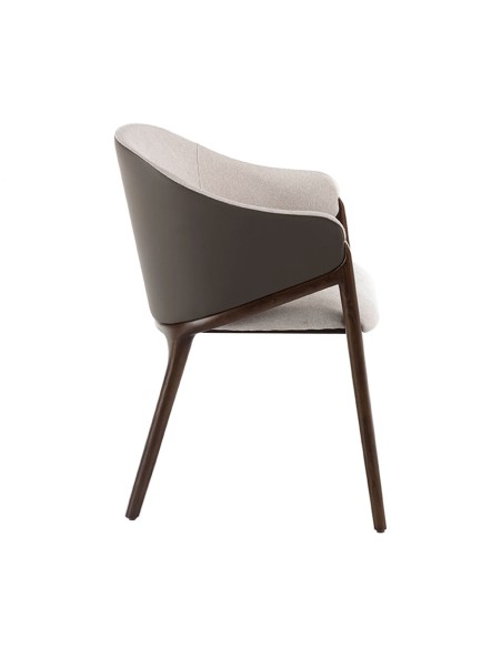 Silla tela beige y polipiel visón oscuro