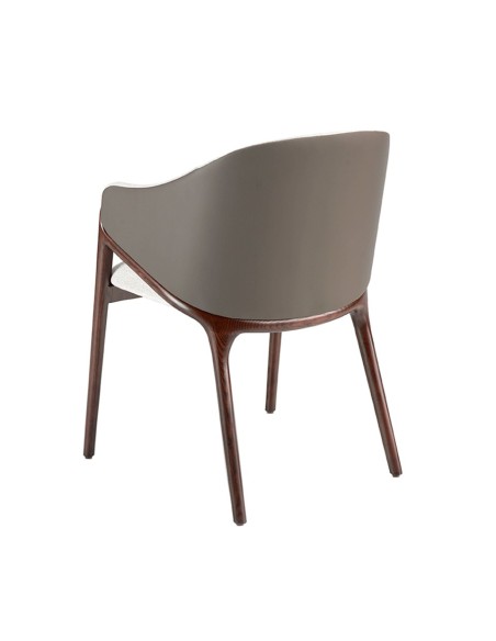 Silla tela beige y polipiel visón oscuro