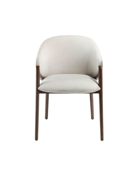 Silla tela beige y polipiel visón oscuro