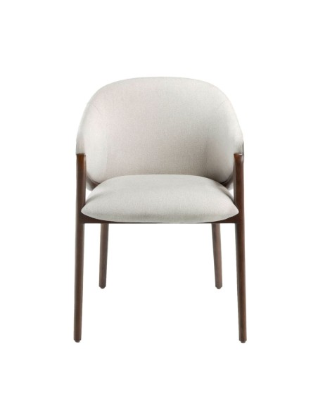 Silla tela beige y polipiel visón oscuro