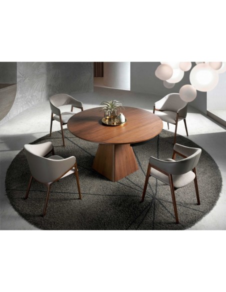 Silla tela beige y polipiel visón oscuro