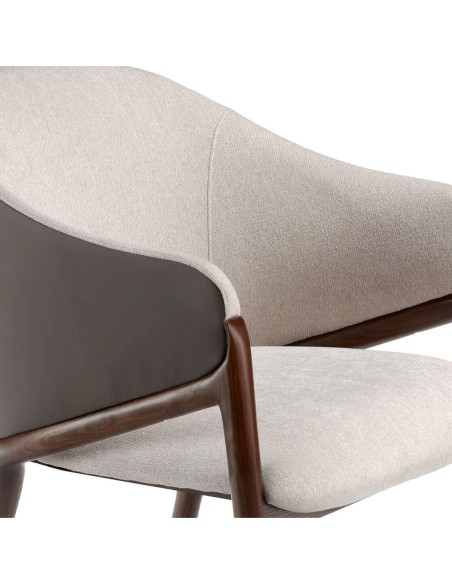 Silla tela beige y polipiel visón oscuro