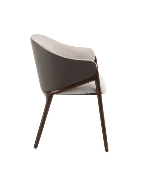 Silla tela beige y polipiel visón oscuro