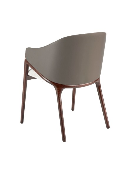 Silla tela beige y polipiel visón oscuro