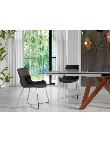 Silla tela gris oscuro