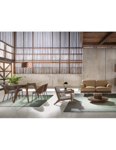 Silla tela gris y nogal