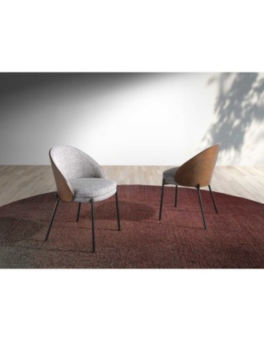 Silla tela gris y nogal