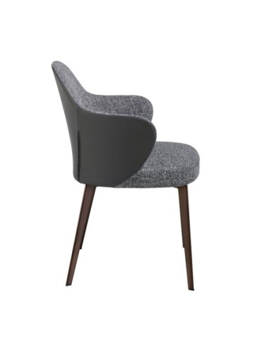 Silla tela y polipiel gris oscuro