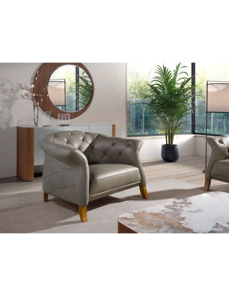 Sillón Chester piel gris