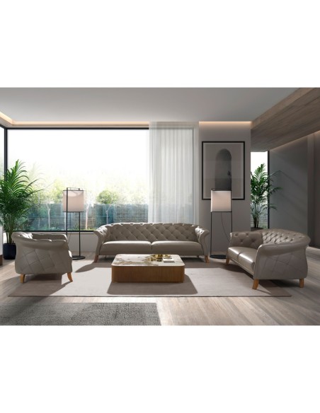 Sillón Chester piel gris