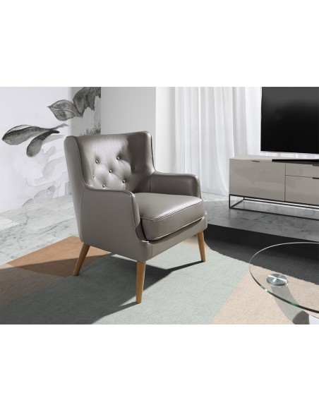 Sillón Chester piel gris oscuro