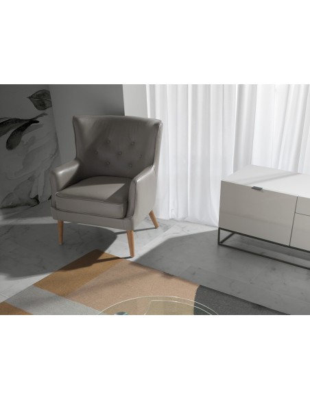 Sillón Chester piel gris oscuro