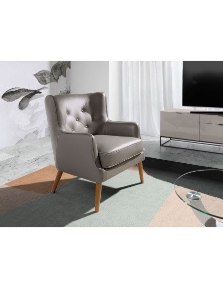 Sillón Chester piel gris oscuro