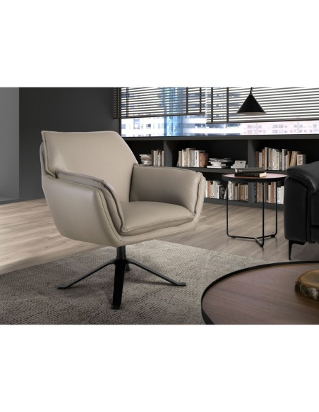 Sillón giratorio piel gris oscuro