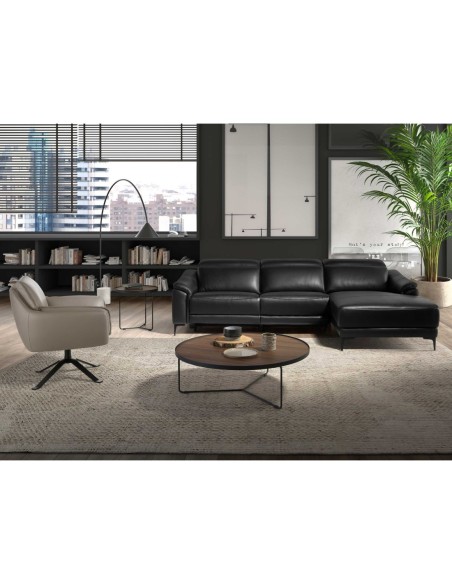 Sillón giratorio piel gris oscuro
