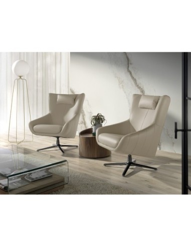 Sillón giratorio piel gris taupe