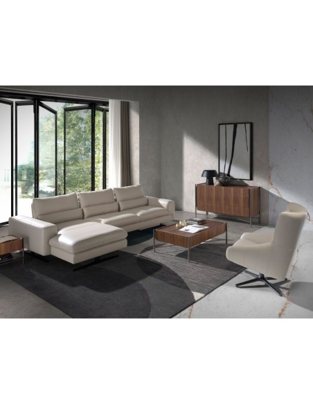 Sillón giratorio piel gris taupe