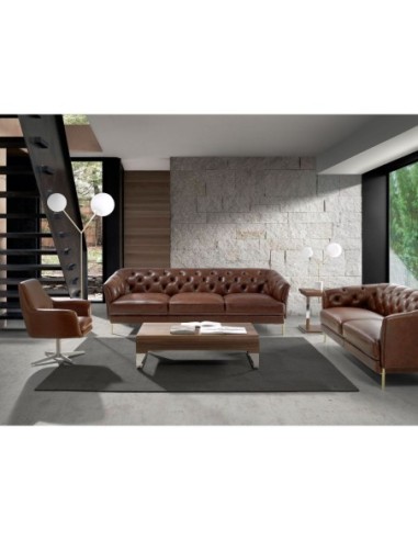 Sillón giratorio piel marrón