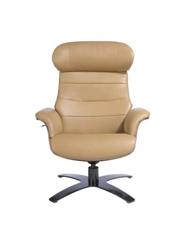 Sillón giratorio reclinable piel arena