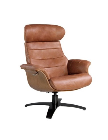 Sillón giratorio reclinable piel camel