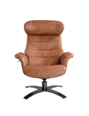 Sillón giratorio reclinable piel camel