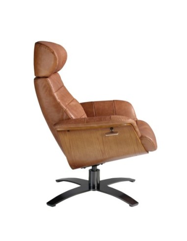 Sillón giratorio reclinable piel camel
