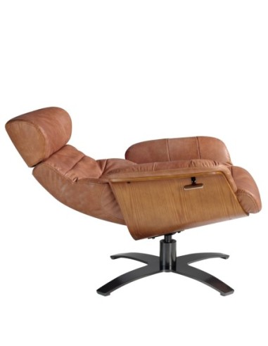 Sillón giratorio reclinable piel camel
