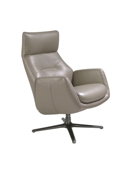 Sillón giratorio reclinable piel gris oscuro